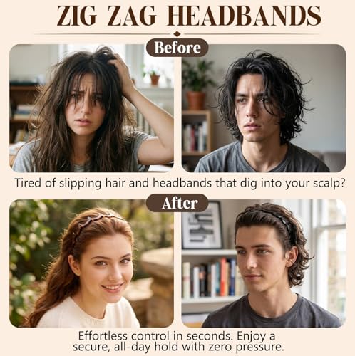 Women’s Zig Zag Headbands with Teeth – Non-Slip Hair Accessories for Volume & Styling