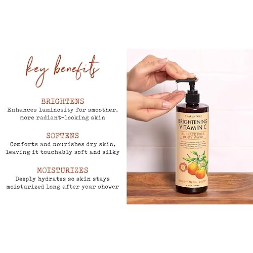 Brightening Vitamin C Body Wash for Women and Men - Brightens and Nourishes the Skin, Sulfate Free, 100% Cruelty Free, 480ml