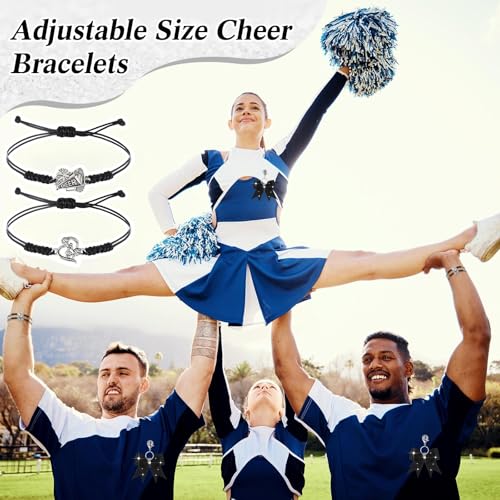 Mimorou 80 Pcs Cheer Gift Bulk for Team Cheerleader Gifts Include 20 Cheerleader Bracelet 20 Cheer Makeup Bag 20 Keychain 20 Scrunchies for Cheerleading Party Favors