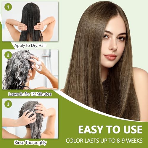 Light Brown Hair Dye Shampoo - Gray Coverage in 20 Min