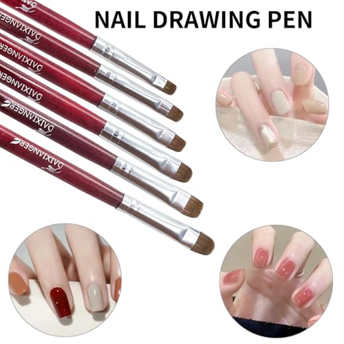 6Pcs French Tip Brush Set with Dotting Pens | Dual-Ended Nail Art