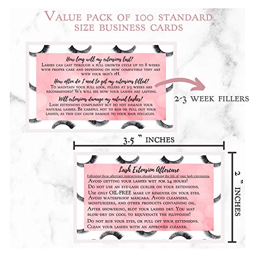 Lash Extension Aftercare Cards | 100 Pack | 3.5x2 inches