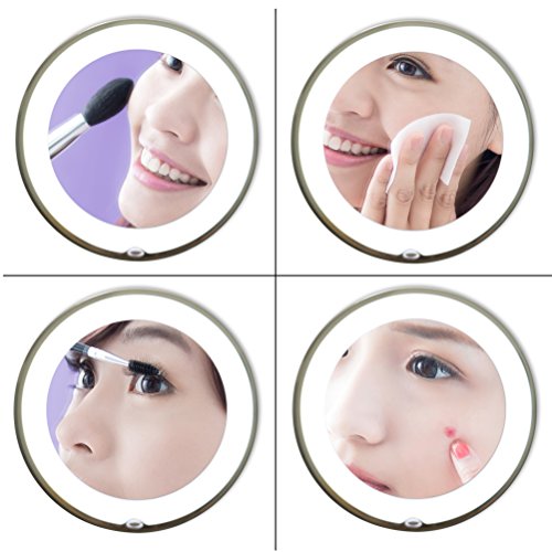 JiBen 10X Magnifying Makeup Mirror with LED Light & Gooseneck