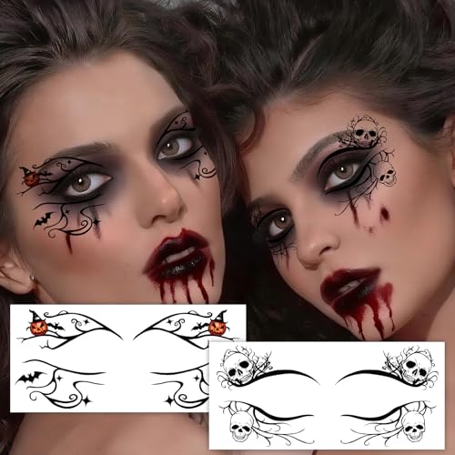 24pcs Halloween Temporary Tattoo Stickers with Lash Designs
