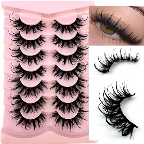 7 Pairs 3D Cat Eye False Lashes - Wispy Fluffy Mink