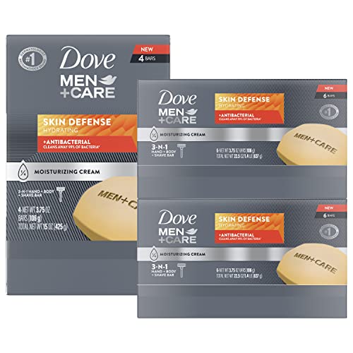 DOVE MEN + CARE Soap Bar For Smooth and Hydrated Skin Care Skin Defense Effectively Washes Away Bacteria While Nourishing Your Skin, 3.75 Ounce (Pack of 14)