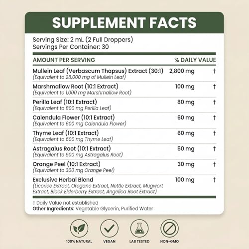 Mullein Drops for Lungs - 90 Capsules
