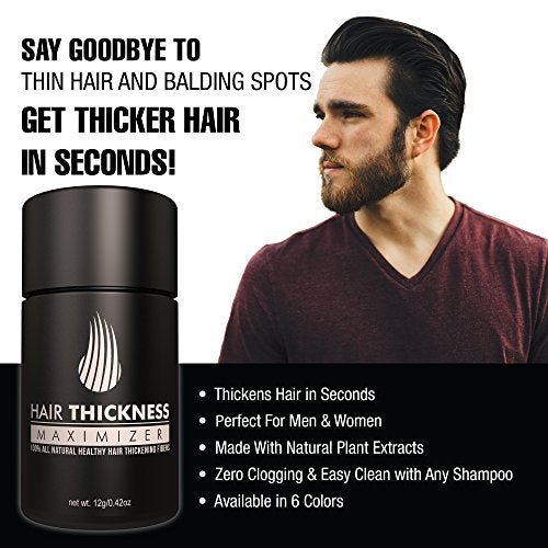 Hair Fibers For Thinning Hair For Women and Men. Hair Building Fibers. Unscented Plant Based Hair Loss Concealing Fillers for Instant Thickening of Balding, Receding Hair Spots, Scalp - Dark Brown