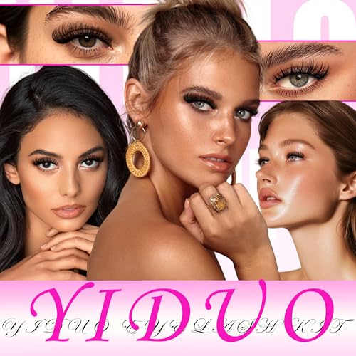 6 Styles Lash Clusters Kit 40D/60D/Volume/Manga/Spikes Portable Lash Makeup Bag Kit 10-18mm Wispy Individual Eyelash Extensions, Volume Studio Effect C/D Curl Lashes Kit with Lash Bond and Seal