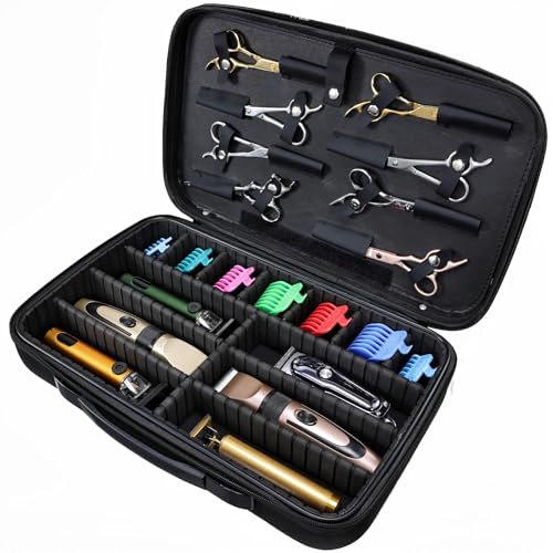Yueieoun 17-inch Barber Clippers Organizer Bag with Adjustable Dividers