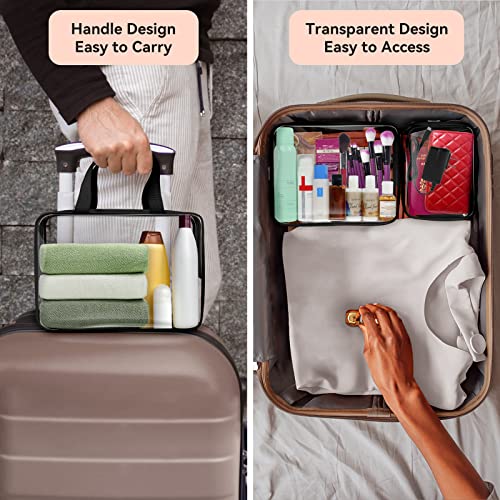 TISRATOK 10 PCS Clear Travel Makeup Toiletry Bag, Plastic PVC Cosmetic TSA Approved Organizer Kit with Zipper Handbag£¨Black£©