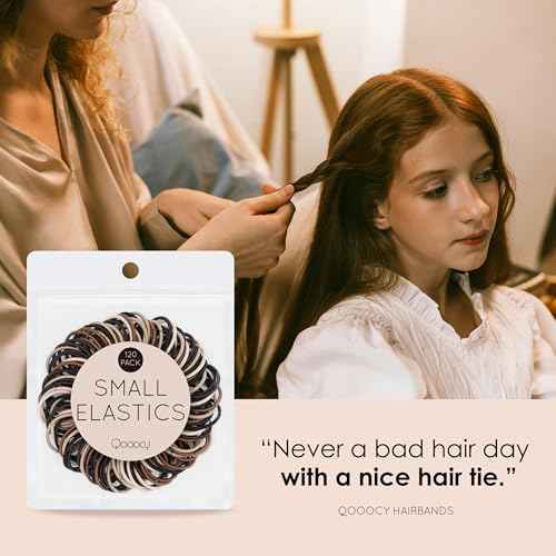 120 Pcs Small Hair Ties for Thin Hair & Kids - 1 Inch, 2mm No-Damage Elastic Bands in, Natural