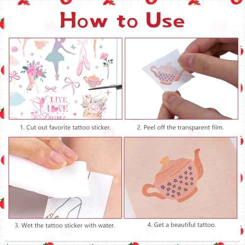 Cherry Temporary Tattoos Stickers - 200+ Cherry Birthday Decorations Cute Red Cherries Fake Tattoo Gifts for Kids Girls Funny Fruit Themed Party Favors Supplies Women Men Prizes Rewards