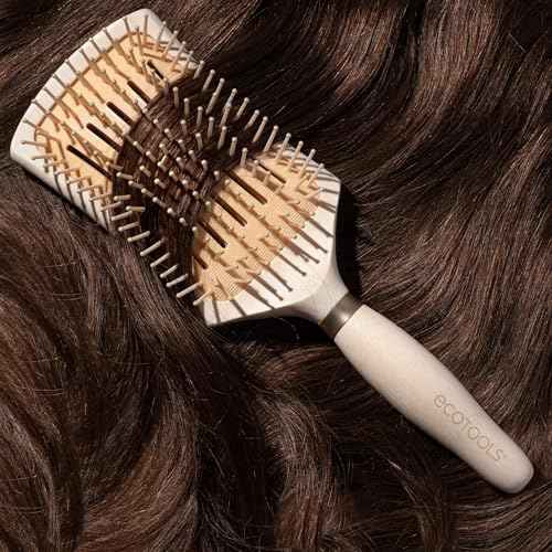 EcoTools Smoothing Detangler Hairbrush, Brush For Wet Or Dry Hair, Pain-Free Detangling, Style & Smooth Hair, Heat Resistant Brush, Renewable Bamboo & Flexible Bristles, Vegan & Cruelty-Free, 1 Count