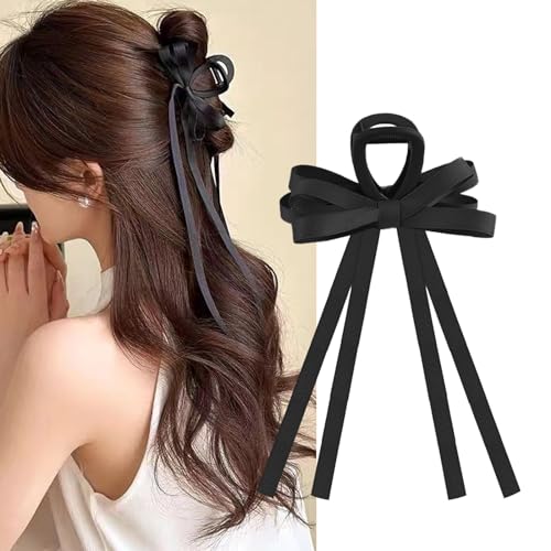 Kasmena 4 Pack Hair Accessories: Big Bow Claw Clips with Long Tassels, Medium Hair Clips with Ribbons, and Bow-knot Clips for Thin or Thick Curly Hair