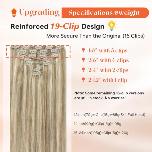 Sunny Hair Clip-In Extensions 18" 120g Remy Human Hair Blonde