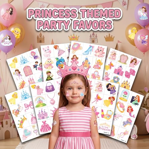96 Princess Temporary Tattoos for Kids | Cute Party Favors