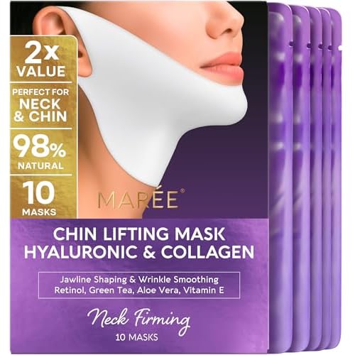 MAREE V Line Lifting Mask with Hyaluronic Acid ? Deep Collagen Face Mask for Women ? Jawline Shaper Facial Masks with Retinol ? Tightening & Firming Neck Lift Tape ? Double Chin Strap for Face Lift