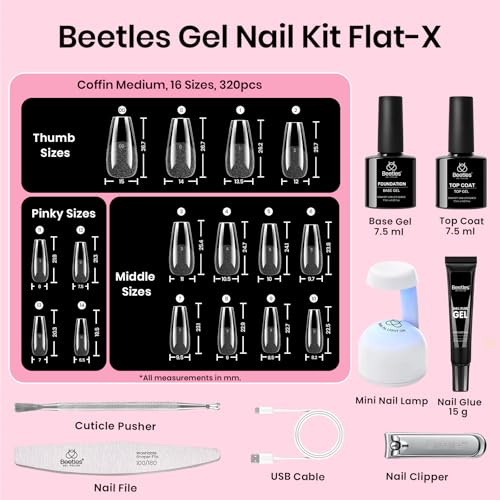 Beetles Gel Nail Kit Flat-X Coffin Medium 320pcs Nail Tips & Accessories – B- Coffin M 320pcs