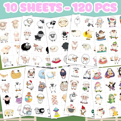 120 PCS Sheep Temporary Tattoos Farm Party Favors Stickers