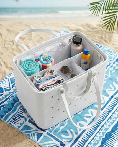 LETGO White XL Mesh Beach Bag Organizer for Bogg Bags - Fits Original 19x15x9.5 in