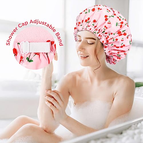 Waterproof Shower Cap for Women | Terry Lined, Adjustable, Reusable