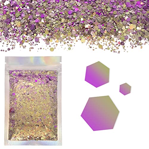 Color Shift - Chunky Cosmetic Glitter ? Festival Rave Beauty Makeup Face Body Nail ? (Lilac/Purple)