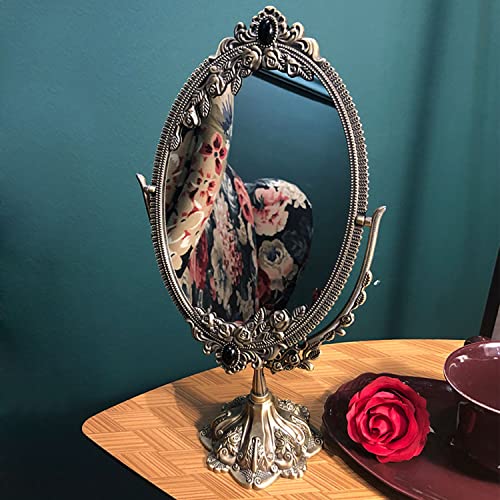 Hsiwto Vintage Double-Sided Makeup Mirror with 360° Rotation