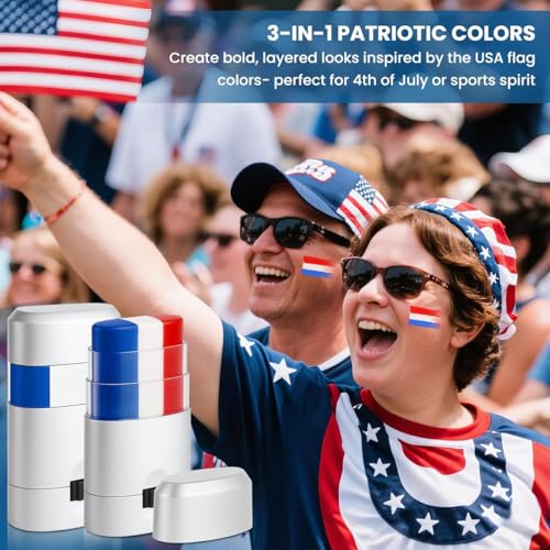 2Pc Eye Black Face Paint Sticks - Red White Blue