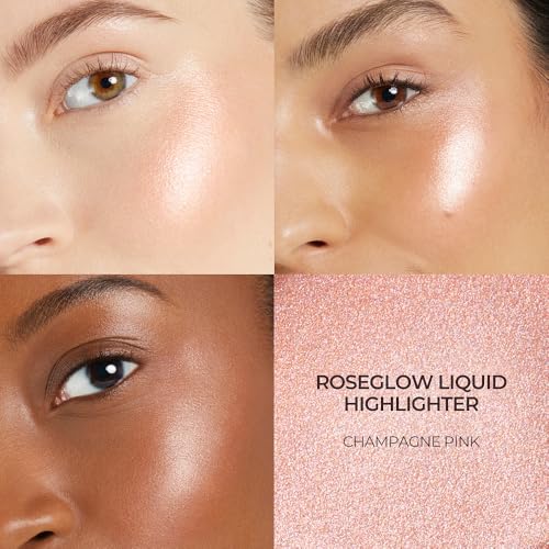 Laura Mercier RoseGlow Liquid Highlighter, Rosy Highlighting Liquid, Radiant, Luminous & Soft Focus Finish, Unique Pearl Blend For All Skin Tones, Champagne Pink