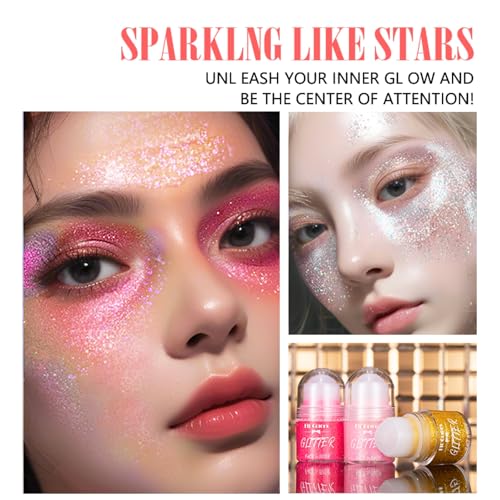 Roll-On Holographic Glitter Gel for Face & Body Shimmer