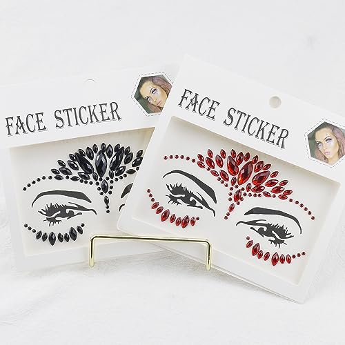 Red and Black Rhinestone Face Body Gems Stickers