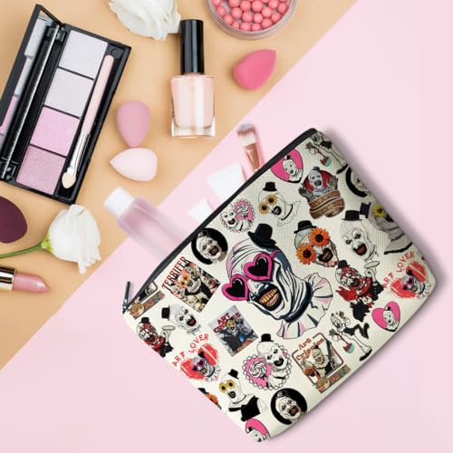 Scary Clown Cosmetic Bag Small Makeup Bag Horror Movie Lover Gifts for Women Girls Horror Film Lovers Fans Travel Toiletry Makeup Organizer Zipper Pouch