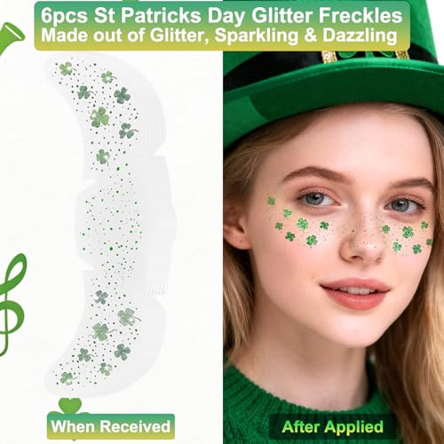 St Patrick's Day Accessories Set - Shamrock Earrings & Glitter Tattoos