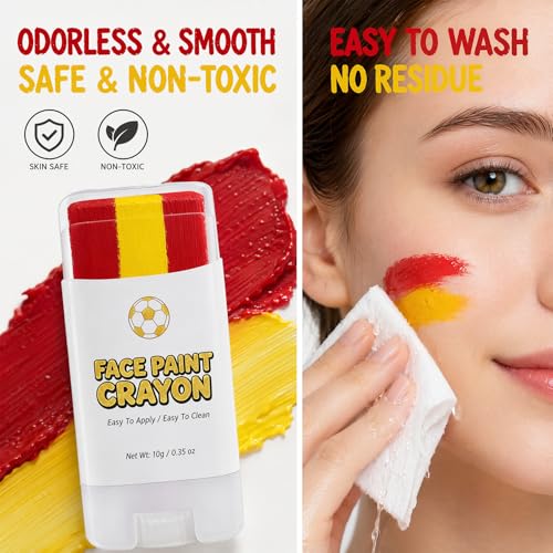 Spain Flag Face Paint Stick - Red Yellow Red for World Cup & Fan Parties (Variation: Spain)