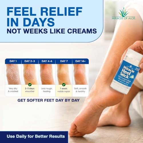 Miracle of Aloe Cracked Heel Balm Stick for Dry Feet - 2.5 oz Twist-Up
