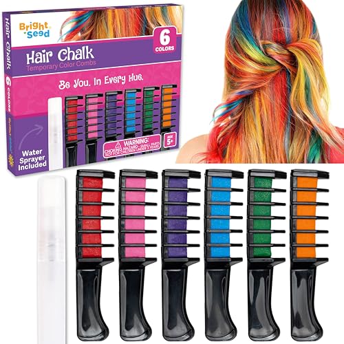 Bright Seed Hair Chalk Comb Set - 6 Washable Temporary Colors