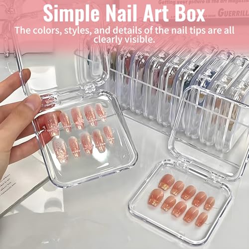 80 Sets Press On Nail Storage Boxes with Adhesive Tapes - 3x3 Inch