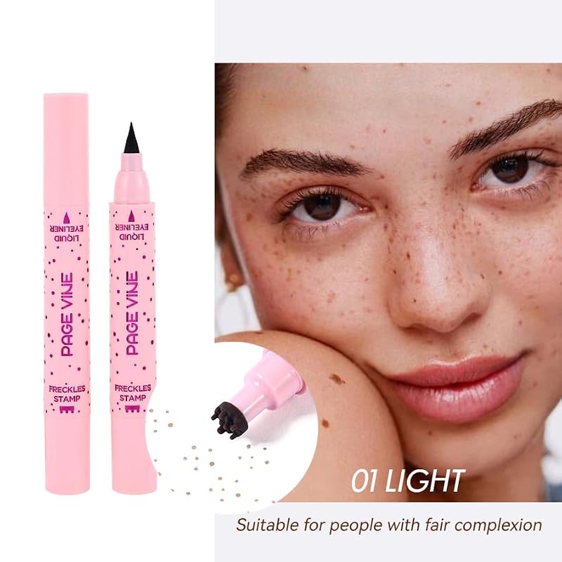 Dual-Ended Liquid Eyeliner & Freckle Stamp Pen - 2 in 1