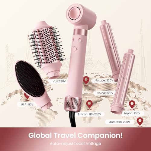 MESCOMB 5-in-1 Dual Voltage Hair Dryer Brush | Travel & Home Styler