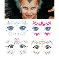 Kids Festival Face Jewels Gems ? 4 Pack Sparkly Face Stickers & Crystal Temporary Tattoos ? Fun Rhinestone Makeup for Girls for Halloween, Birthday, Christmas & Dress-Up Play