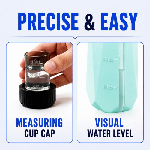 SYITCUN 1/2 Gallon Battery Powered Electric Spray Bottle with 2200mAh Battery, 3 Speeds, 2 Nozzles, Flexible Wand, Transparent Tank, Blue