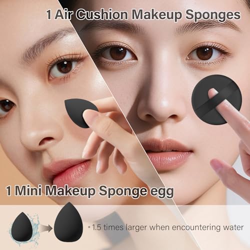 Black Makeup Brush Set 25 Pcs with Sponges & Puff - Professional Makeup Kit