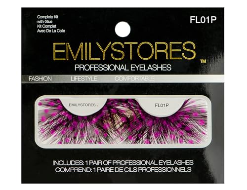 Pink Faux-Feather False Eyelashes - Halloween Costume