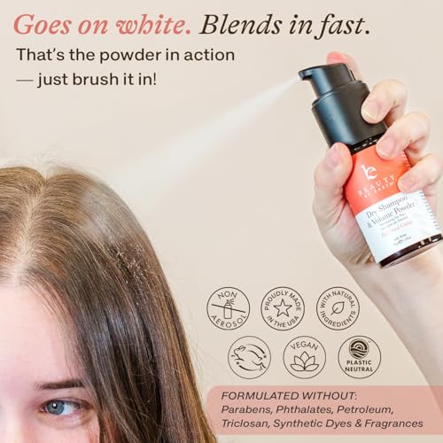 Beauty by Earth Non Aerosol Dry Shampoo Powder - Volumizing Non Toxic with Biotion, Oil-Absorbing Natural Ingredients, Made in USA