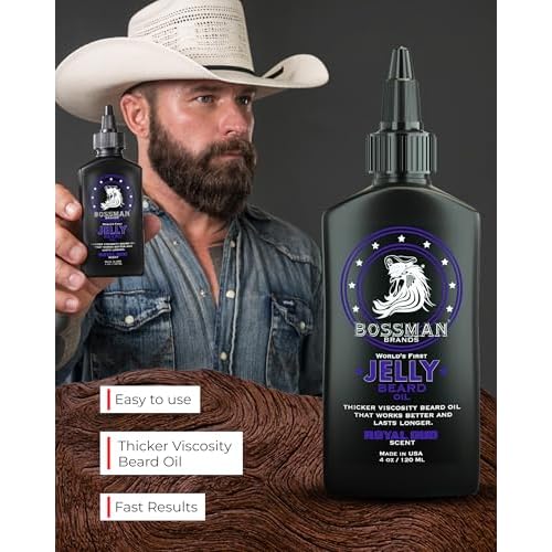 Bossman Jelly Beard Oil for Men Bundle | 2 Pack, 8 oz (Royal Oud + Vetiver X Scents) | Softens, Moisturizes & Conditions with Natural Ingredients ? Made in the USA