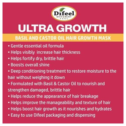 Difeel Ultra Growth Basil & Castor Hair Mask 12 oz.