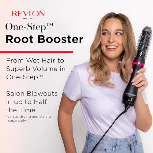 REVLON One-Step Root Booster Hot Air Brush Styler and Dryer, Revive Styles and Add Volume to hair with this Dryer Brush, 1 ¨ö inch Barrel (Black)