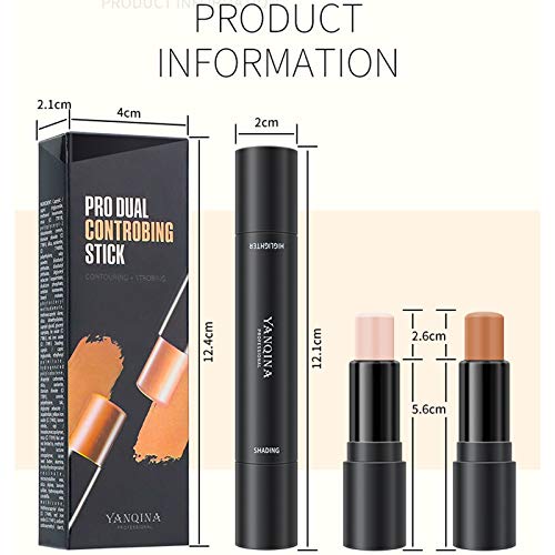 ONLYOILY Double-End Contour Highlighter Stick, Face Contour Makeup Contouring Sticks Cream Concealer (1)