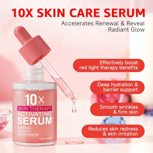 Red Light Therapy Serum, Red Light Therapy Activation Serums Amplify Effects & Reduce Wrinkles with Hydrating, Vitamin E Redlight Serum for Face, Rose Extract Facial Serums for Women, 1.0 FL.OZ